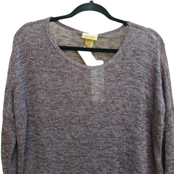 90's Wrangler Western Grunge Marled Knit Oversized Tunic Top  Lace Hem Wine Sz S - Picture 6 of 12